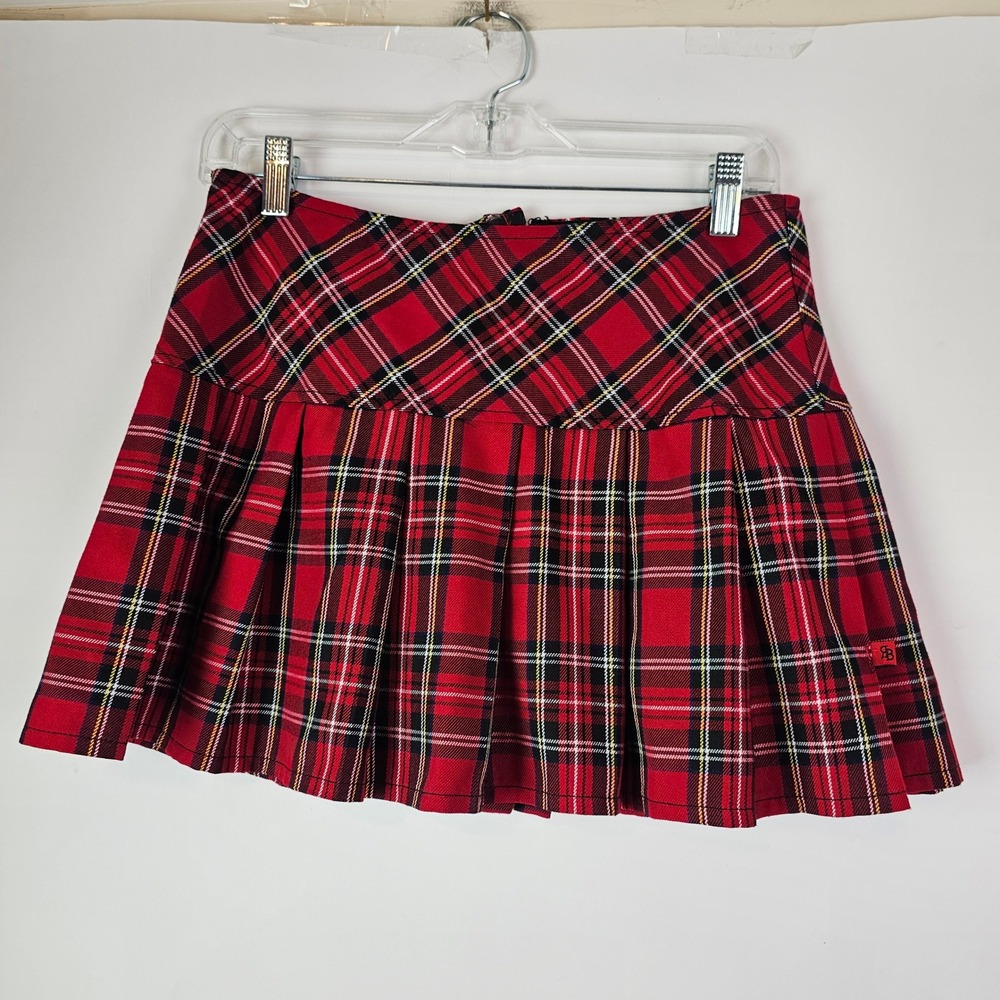 Royal Bones by Daang Red Plaid Pleated Mini Skirt BR1244 Punk Gothic L Alt Indie